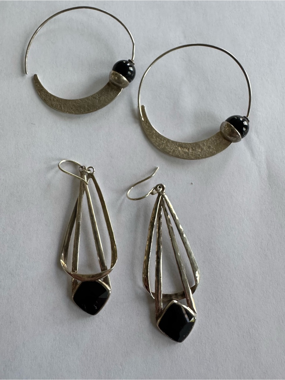 Silpada Silver Hoops and Drop Earrings with Black Accents